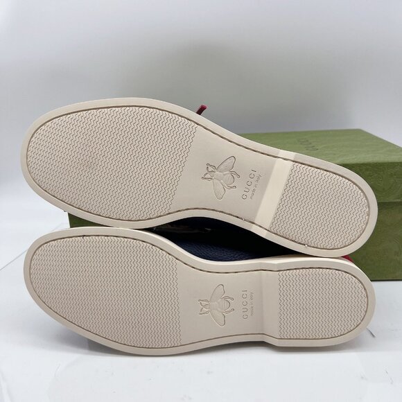Gucci Riverside Leather Boat Shoe Loafer Moccasin Blue Mens UK 8.5 US 9 $890 - Picture 10 of 12